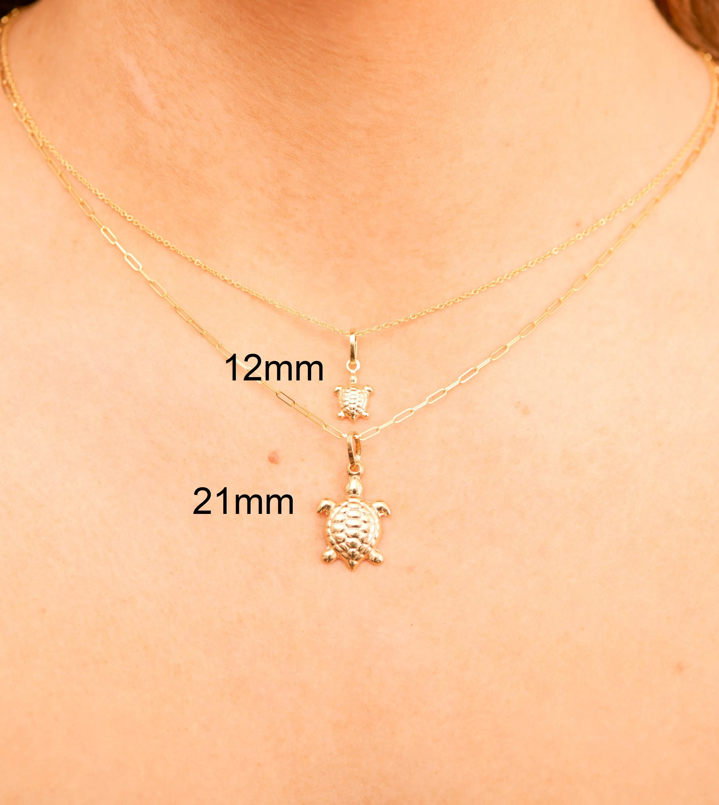 14k Gold Turtle Charm Necklace