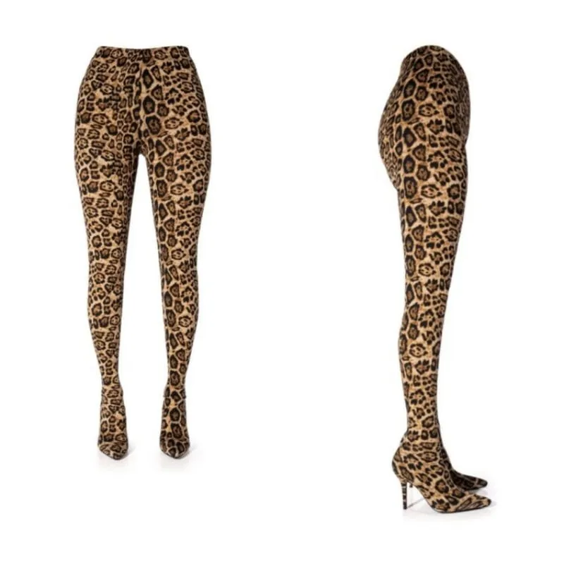 2023 European and American Fashion Show Boots Women&#39;s Four Seasons Thick High Heels Thick Sole Over Knee Sleeve Trouser Boots