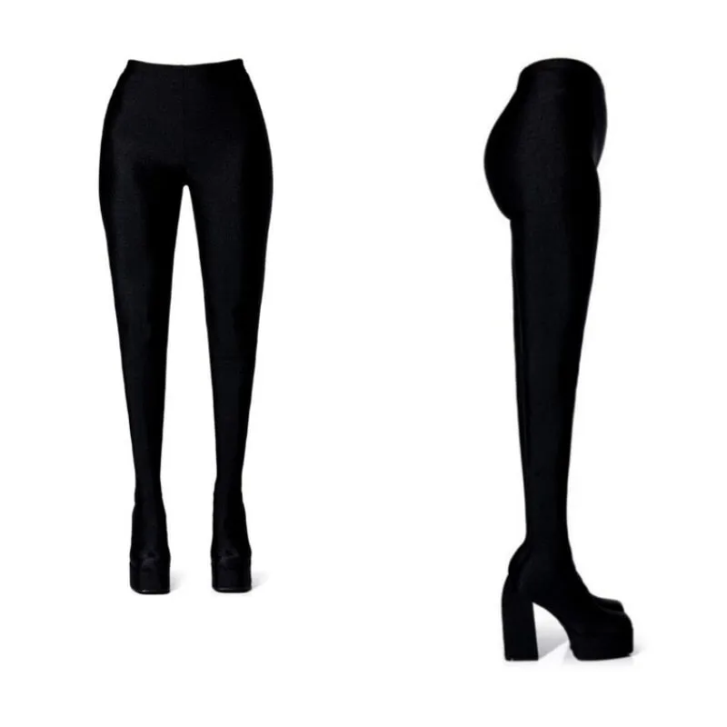 2023 European and American Fashion Show Boots Women&#39;s Four Seasons Thick High Heels Thick Sole Over Knee Sleeve Trouser Boots