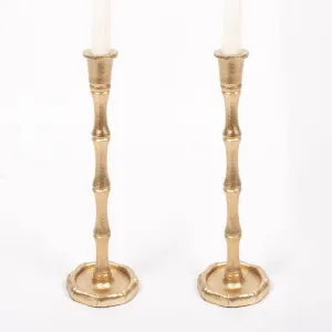 8 Oak Lane - Gold Bamboo Candlestick Set - Large