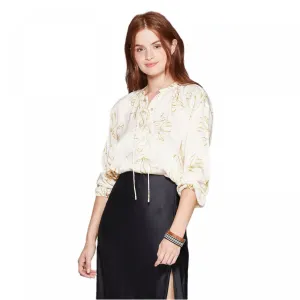 A New Day Floral Print Regular Fit Long Sleeve V-Neck Popover Blouse
