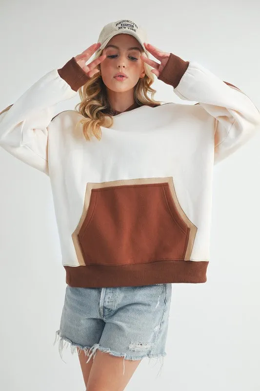 Aemi   Co Color Block Kangaroo Pocketed Hoodie