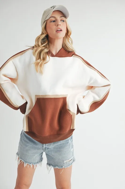 Aemi   Co Color Block Kangaroo Pocketed Hoodie