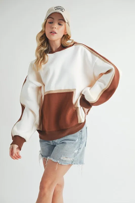 Aemi   Co Color Block Kangaroo Pocketed Hoodie