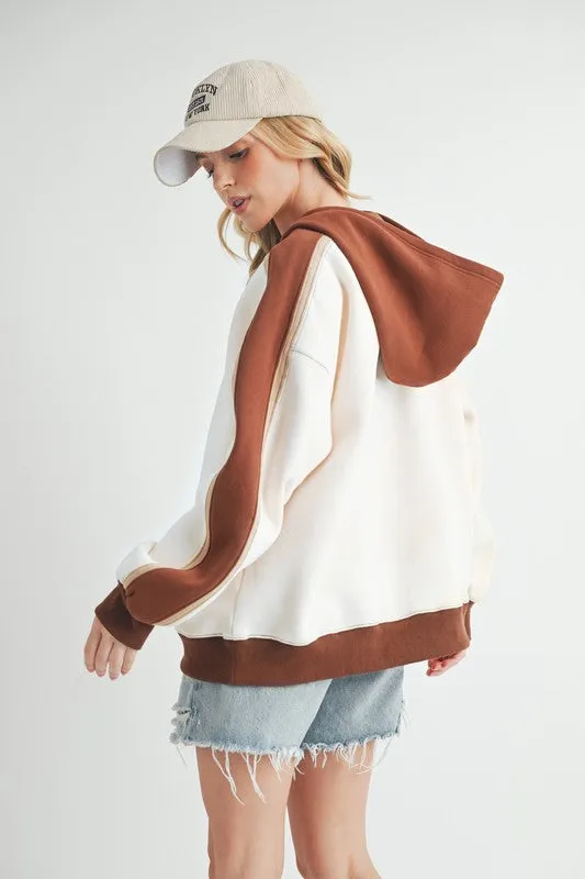 Aemi   Co Color Block Kangaroo Pocketed Hoodie