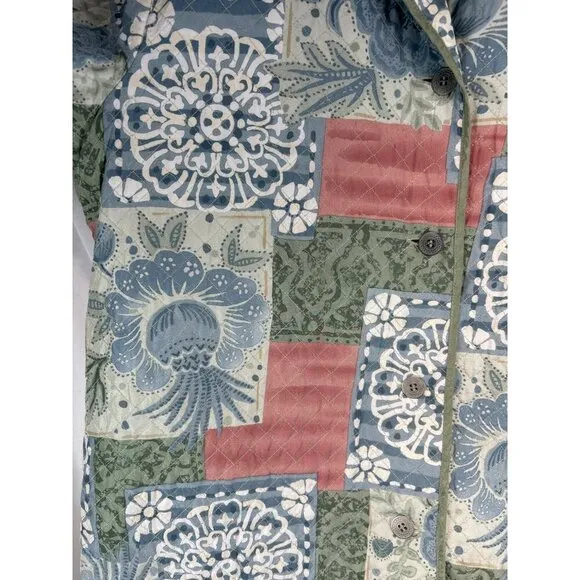 Alfred Dunner Women's Multicolor 100% Silk Quilted Jacket Long Sleeve Size 12