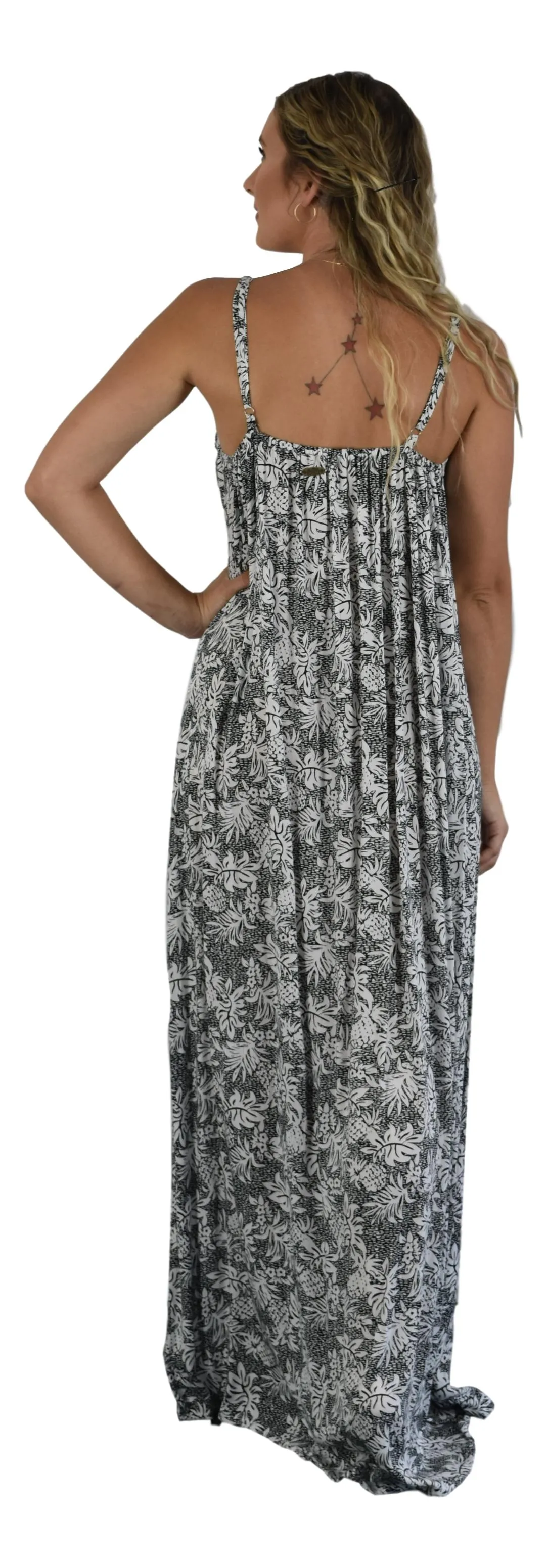 Aloha Royale - Bali Dress Long - Tropicana - Black & White