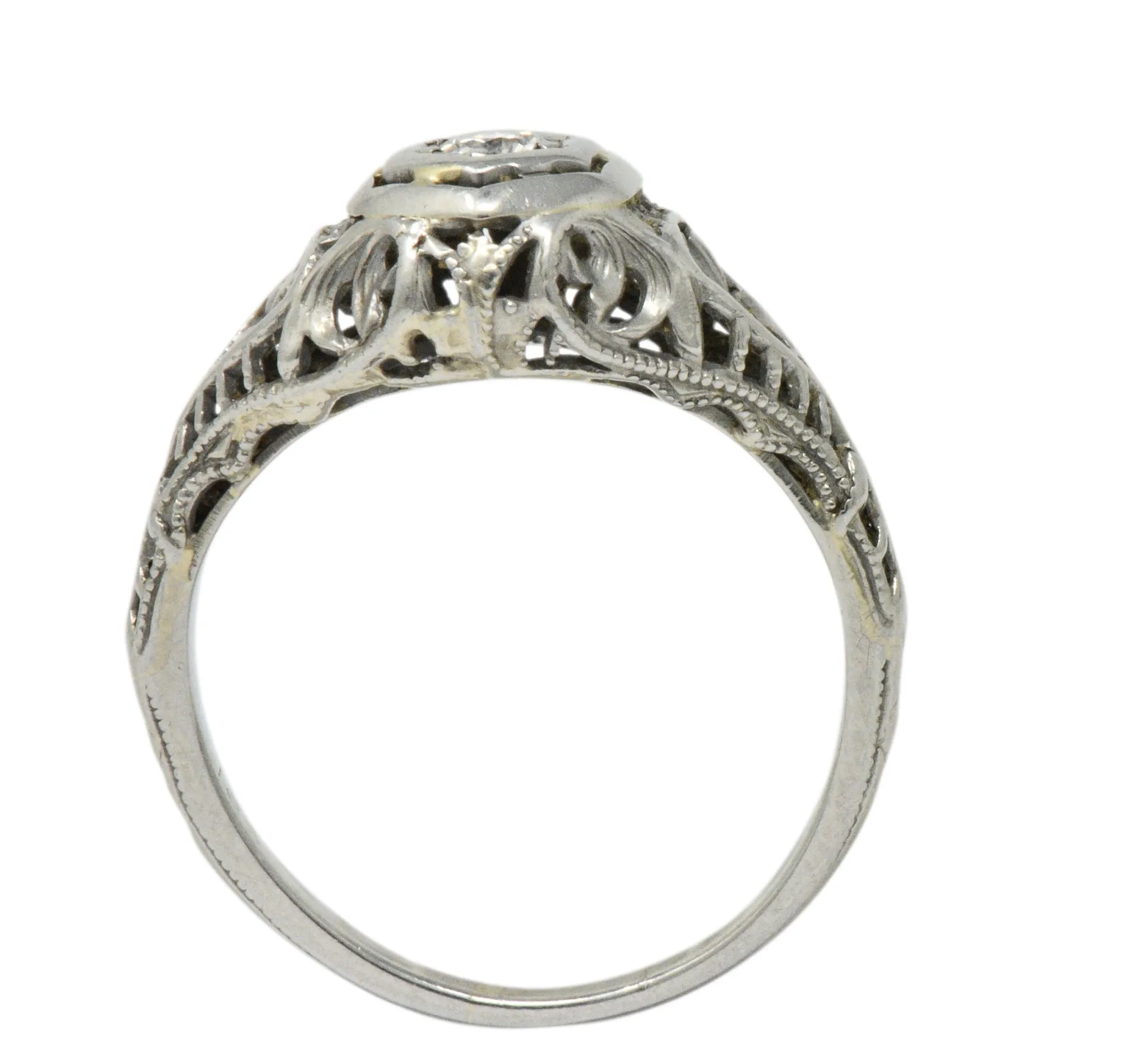 Art Deco Diamond 18 Karat White Gold Engagement Ring Circa 1930