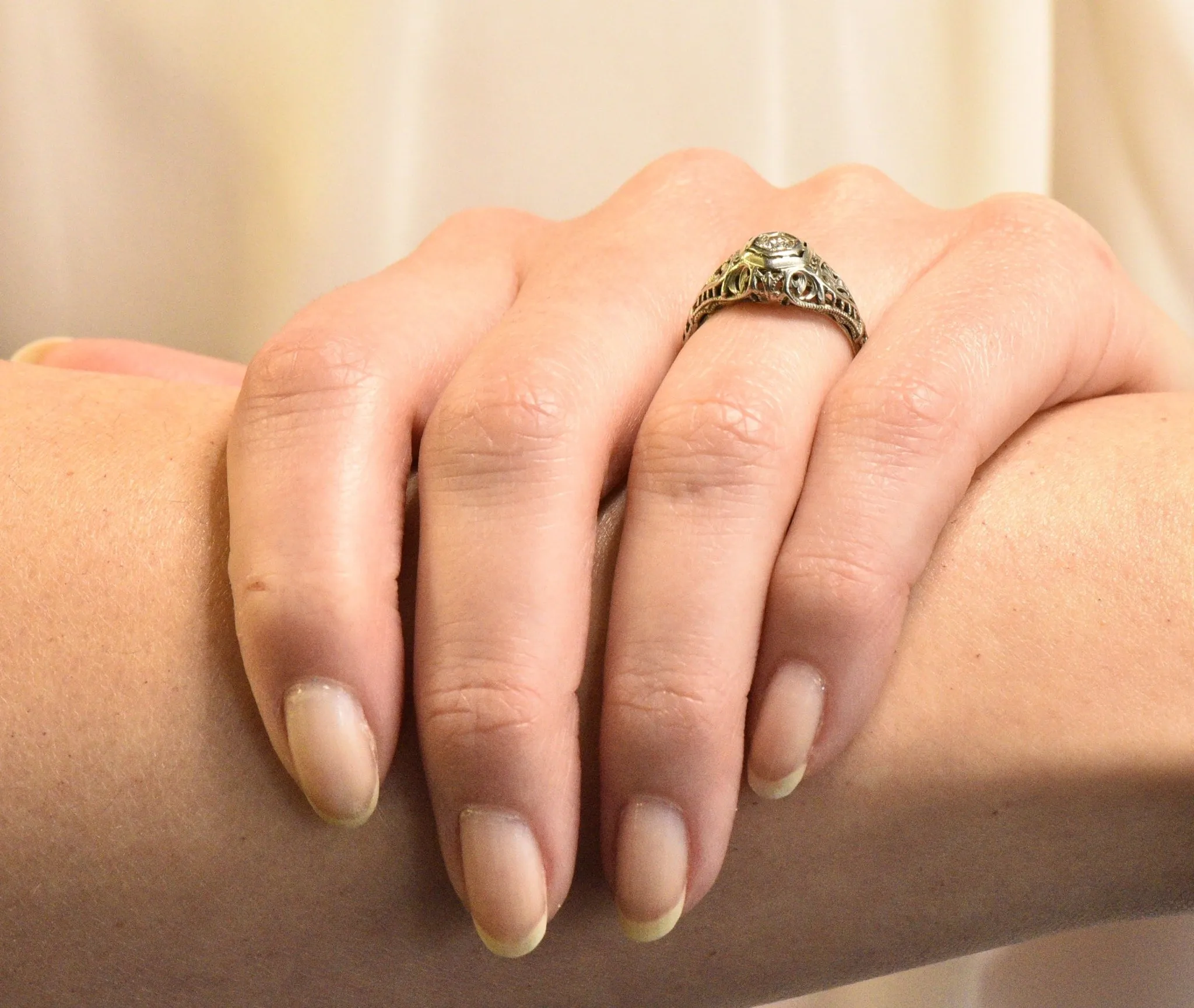 Art Deco Diamond 18 Karat White Gold Engagement Ring Circa 1930