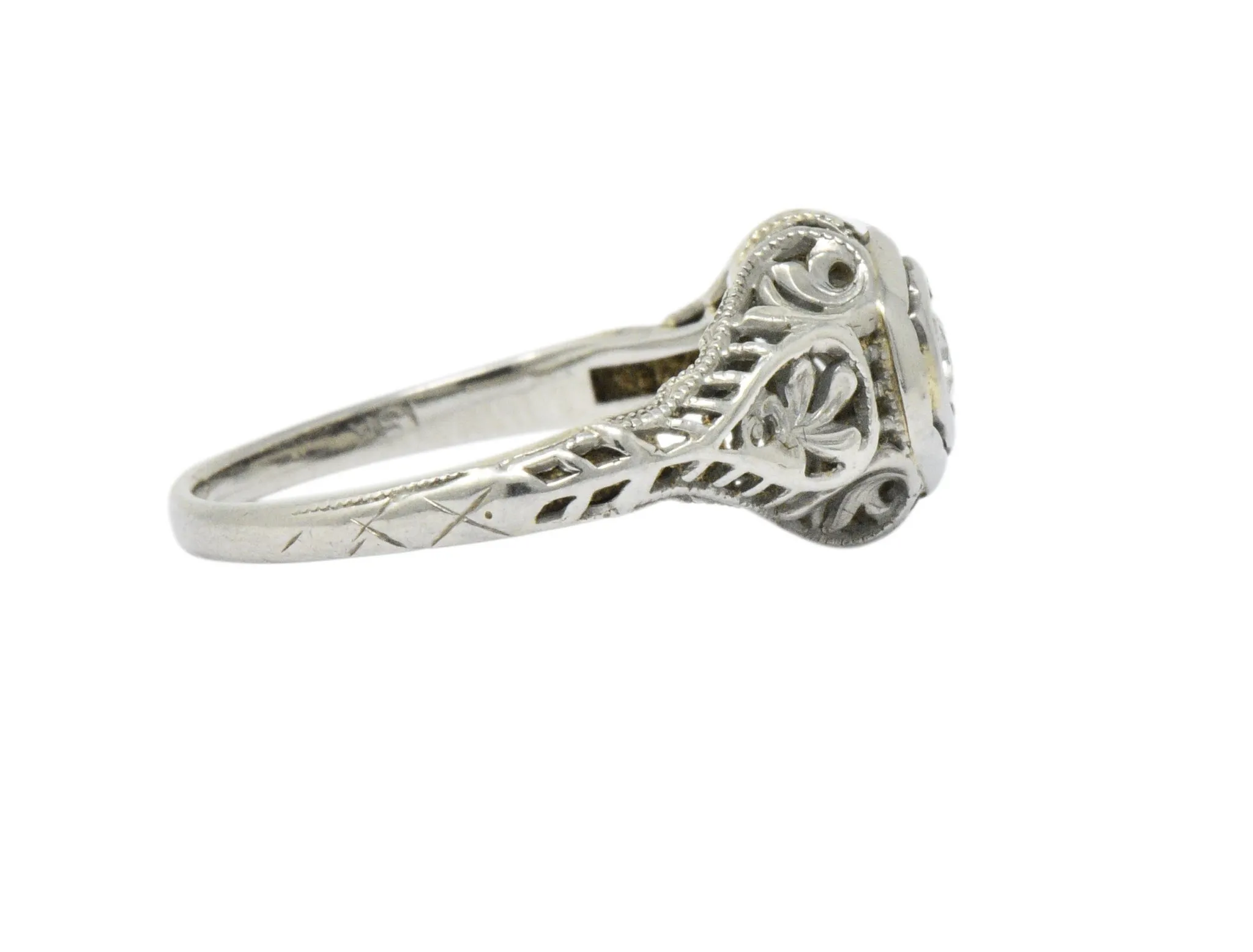 Art Deco Diamond 18 Karat White Gold Engagement Ring Circa 1930