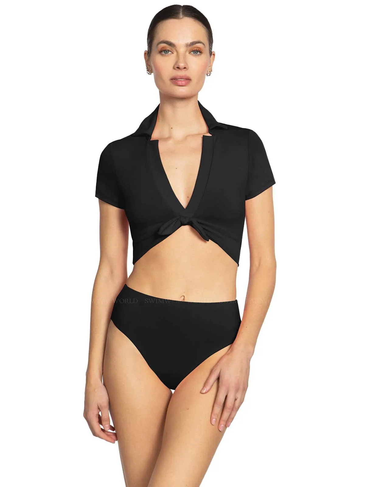 Ava T-Shirt With Collar-Ava High Waist Bikini ::RET