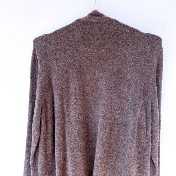 Barefoot Dreams Bamboo Chic Light Brown Taupe Waterfall Asymmetric Cardigan