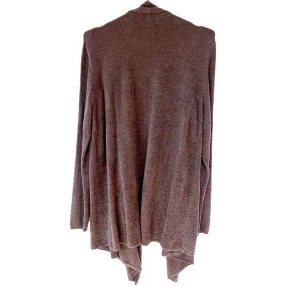 Barefoot Dreams Bamboo Chic Light Brown Taupe Waterfall Asymmetric Cardigan