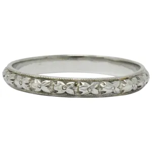 Belaisi Orange Blossom Art Deco 14 Karat White Gold Wedding Band Ring