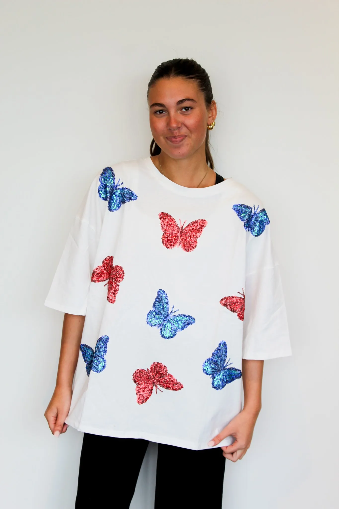 Butterfly Sequin Oversized Tee