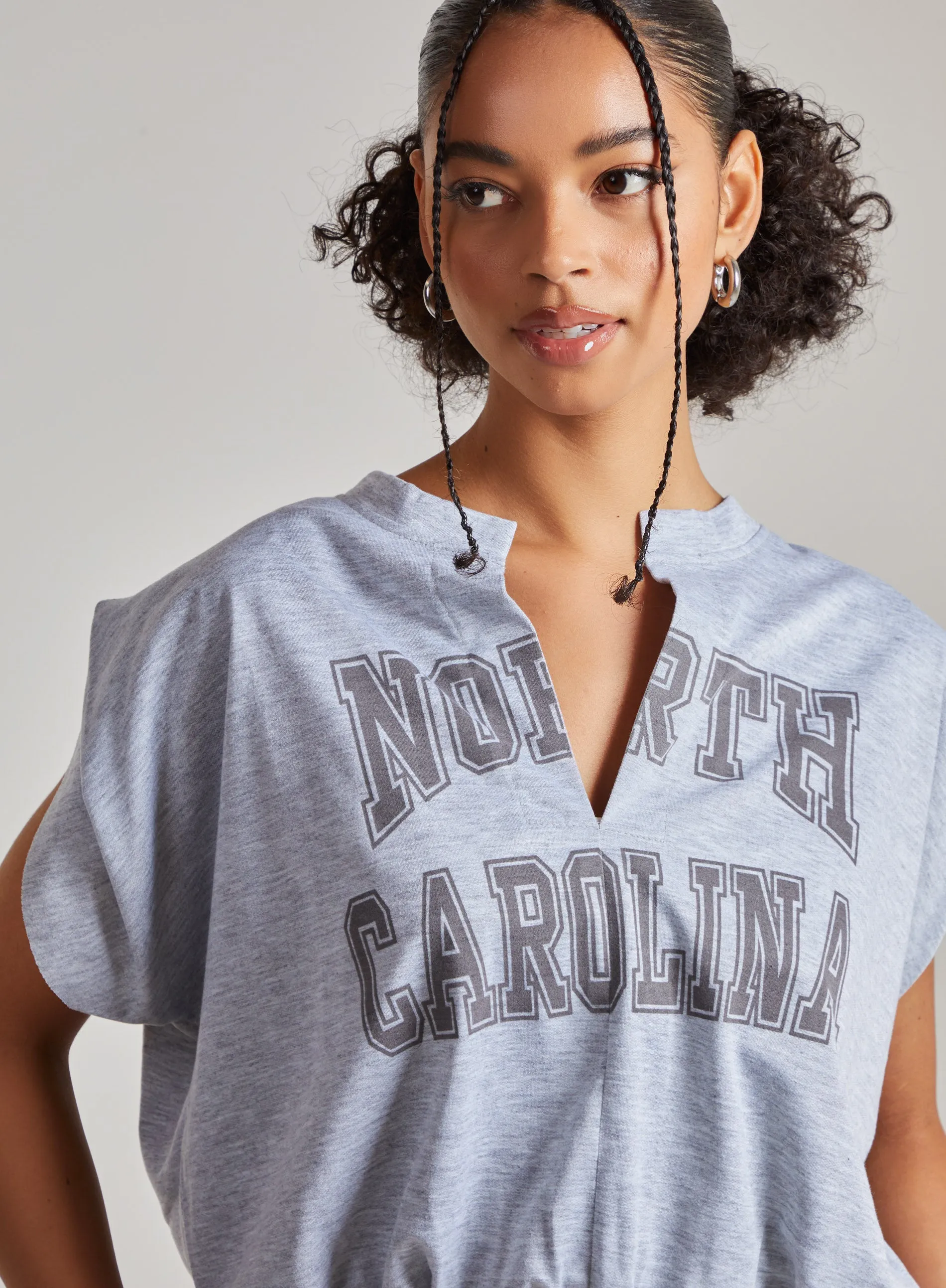 Carolina Varsity Double Layer Crop Top