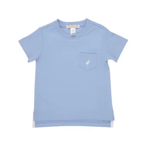 Carter Crewneck, Barbados Blue with Worth Avenue White Stork