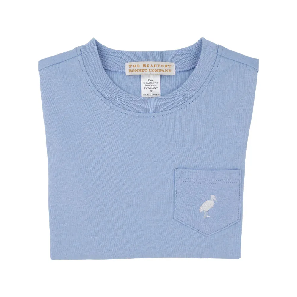 Carter Crewneck, Barbados Blue with Worth Avenue White Stork