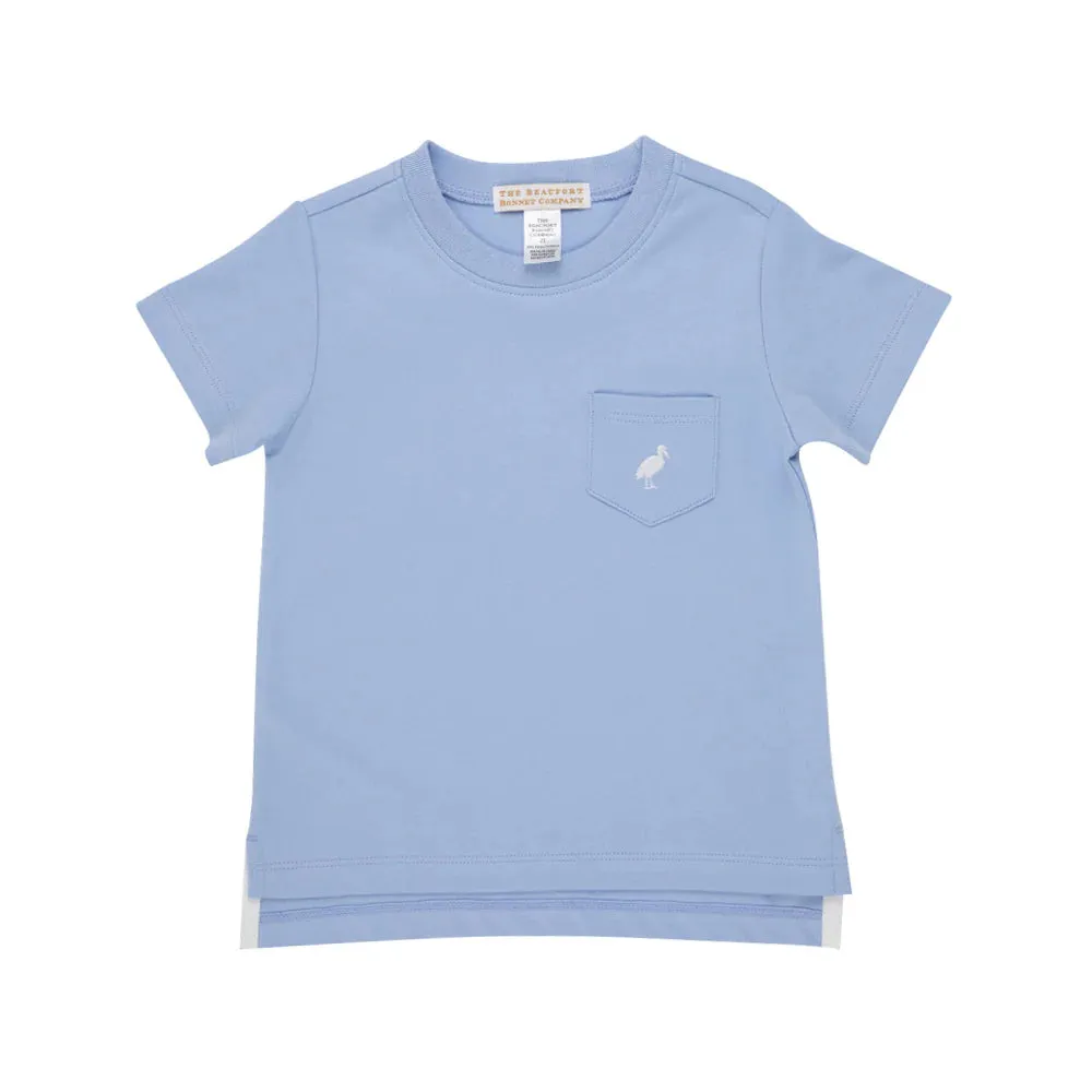 Carter Crewneck, Barbados Blue with Worth Avenue White Stork