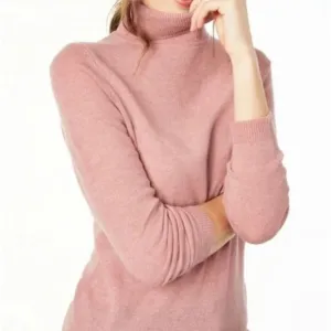 Charter Club Women's Cashmere Turtleneck Sweater Light Pink Size L