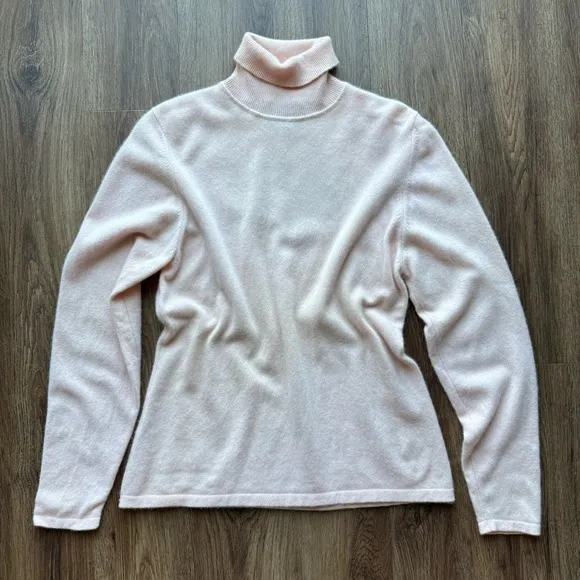 Charter Club Women's Cashmere Turtleneck Sweater Light Pink Size L