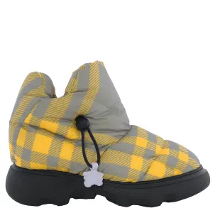 Check Drawstring Pillow Padded Snow Boots