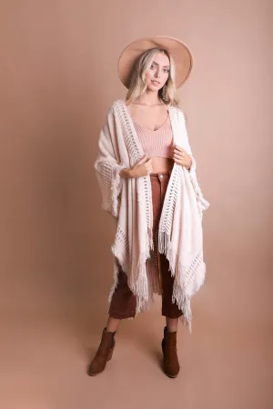 Chic Frayed Border Ruana Poncho
