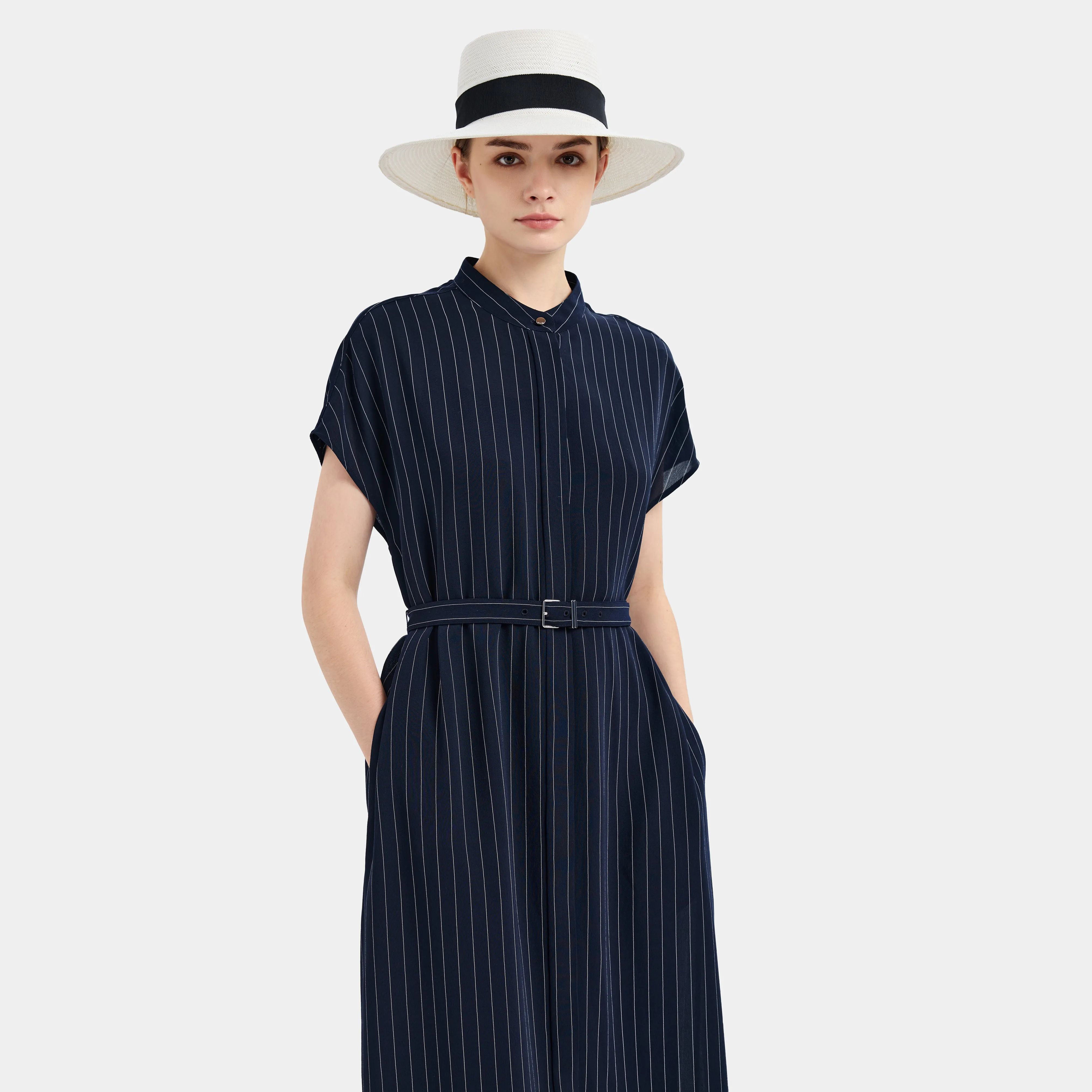 CHIC NAVY STRIPE SHIRT DRESS, EFFORTLESSLY STYLISH FOR EVERY OCCASION