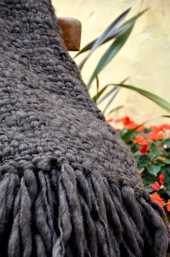 Chunky Blanket Throw - Flame Brown Wool