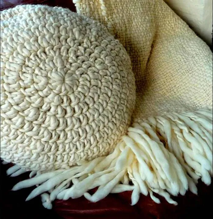 Chunky Blanket Throw - Flame Brown Wool