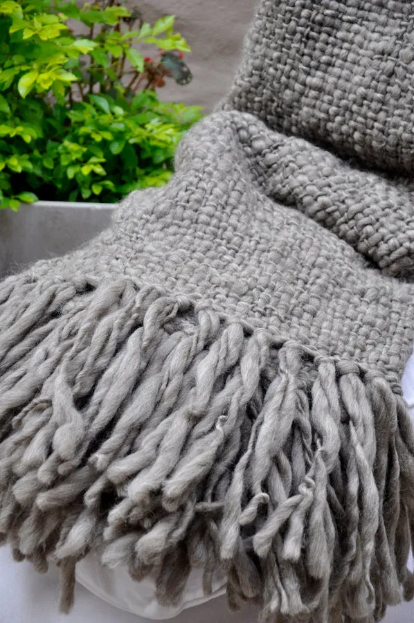 Chunky Blanket Throw - Flame Brown Wool