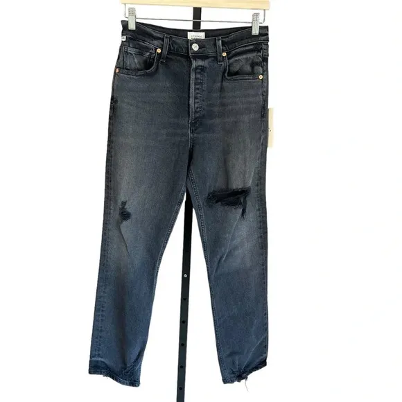 Citizens of Humanity Jolene High Rise Straight Leg Jeans Hush Hush 27 NWT Grunge