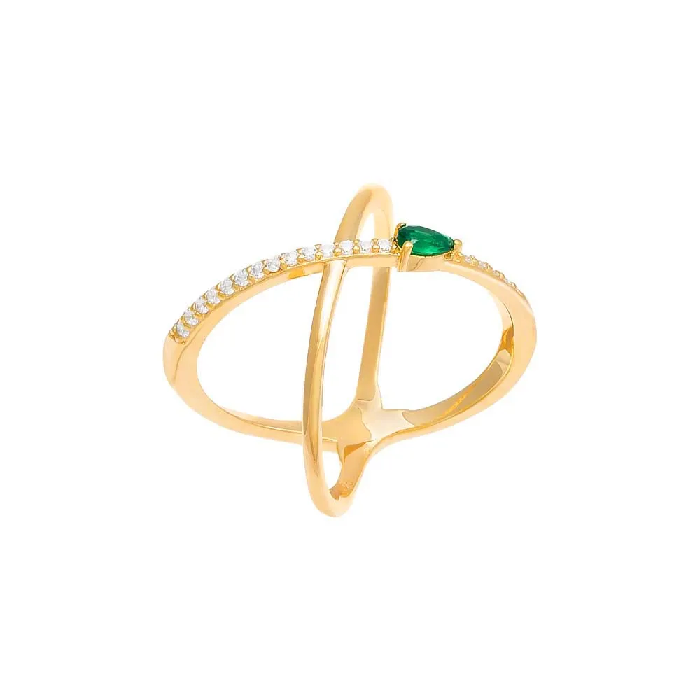 Colored Teardrop Criss Cross Ring