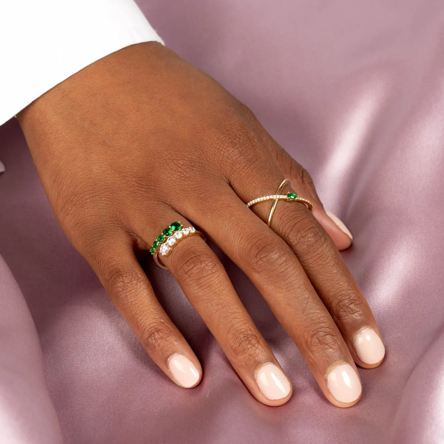 Colored Teardrop Criss Cross Ring