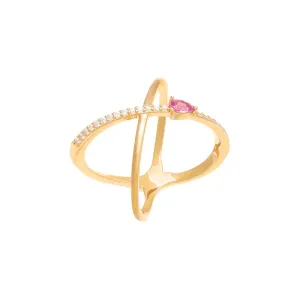 Colored Teardrop Criss Cross Ring