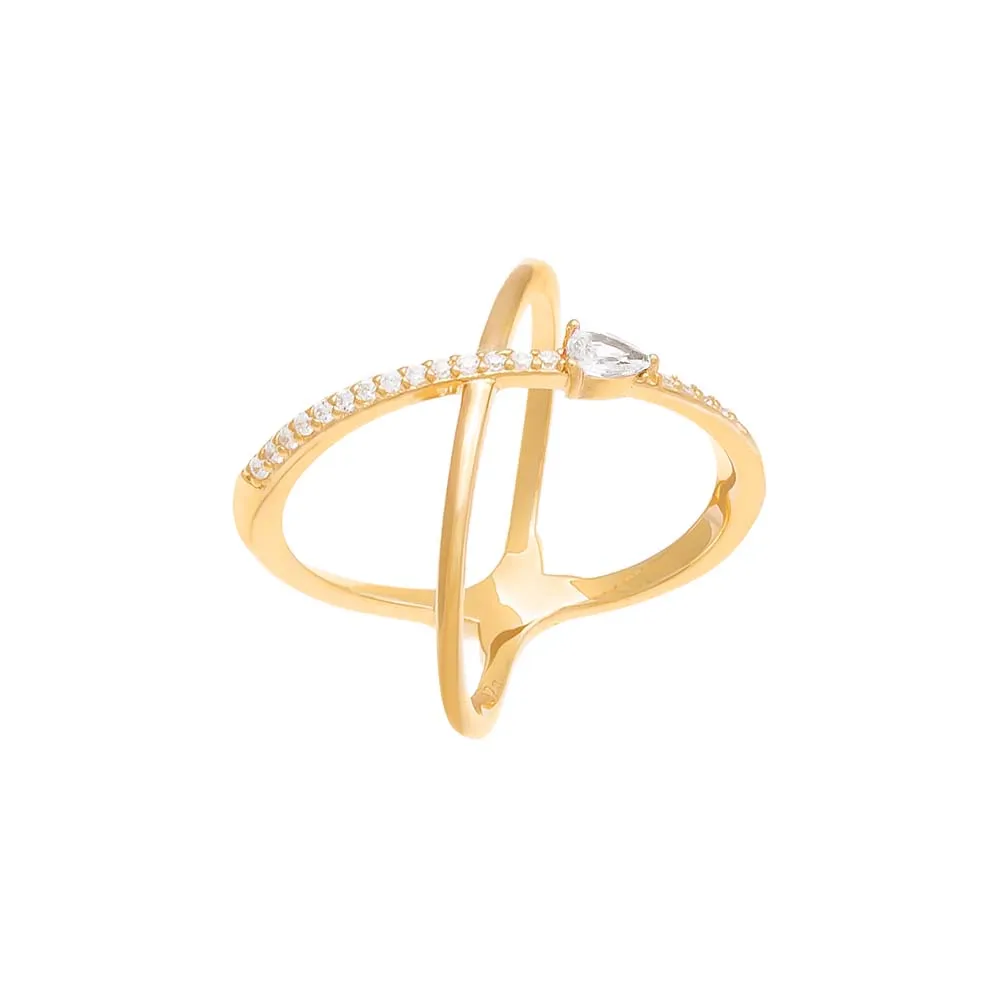 Colored Teardrop Criss Cross Ring