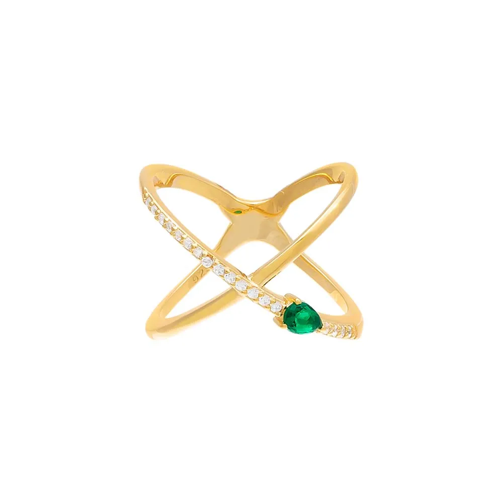 Colored Teardrop Criss Cross Ring