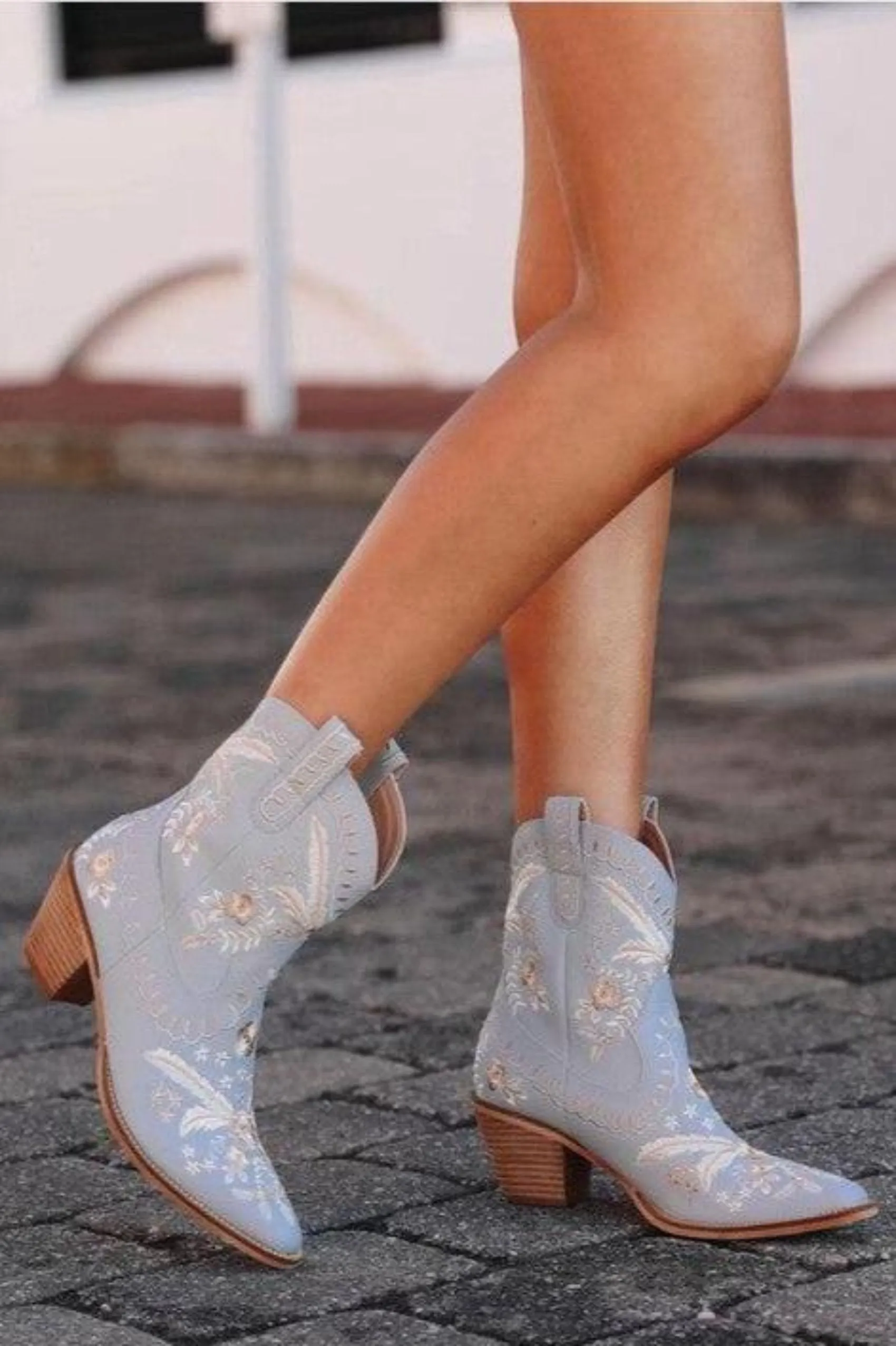 Corral Embroidered Western Cowboy Booties - Slate Blue