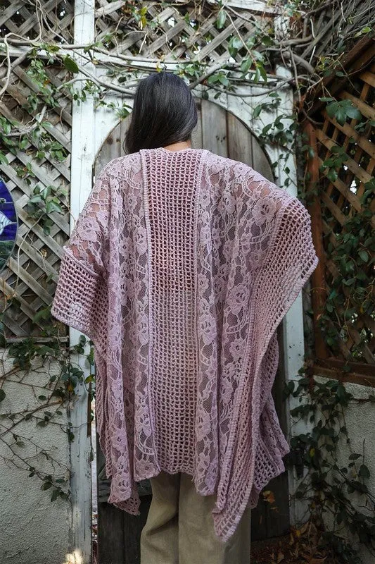 Country Vibes Floral Lace Textured Kimono