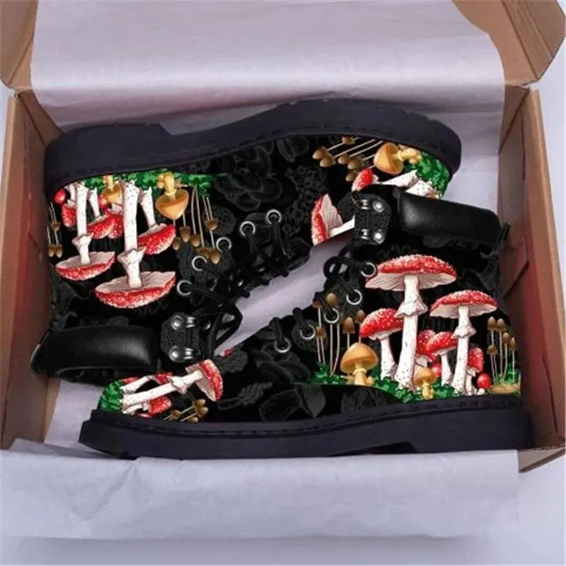 Creative Printed Lace Up Non-Slip Short Boots