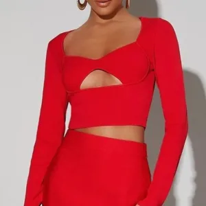 cutout front crop sweater trending fall winter red