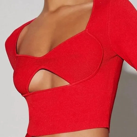 cutout front crop sweater trending fall winter red