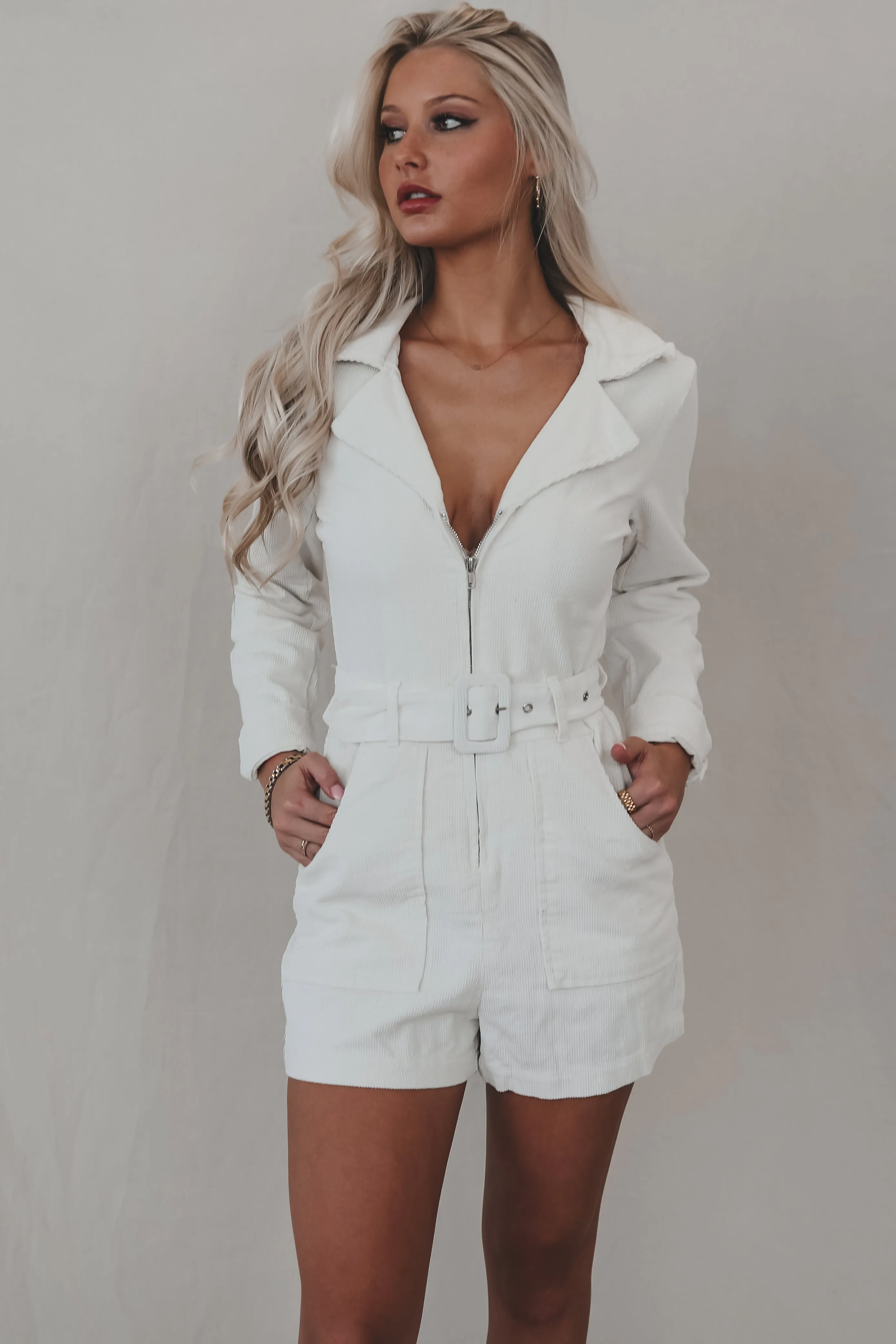 DEAL Calling From Colder Weather Corduroy Belted Rompers