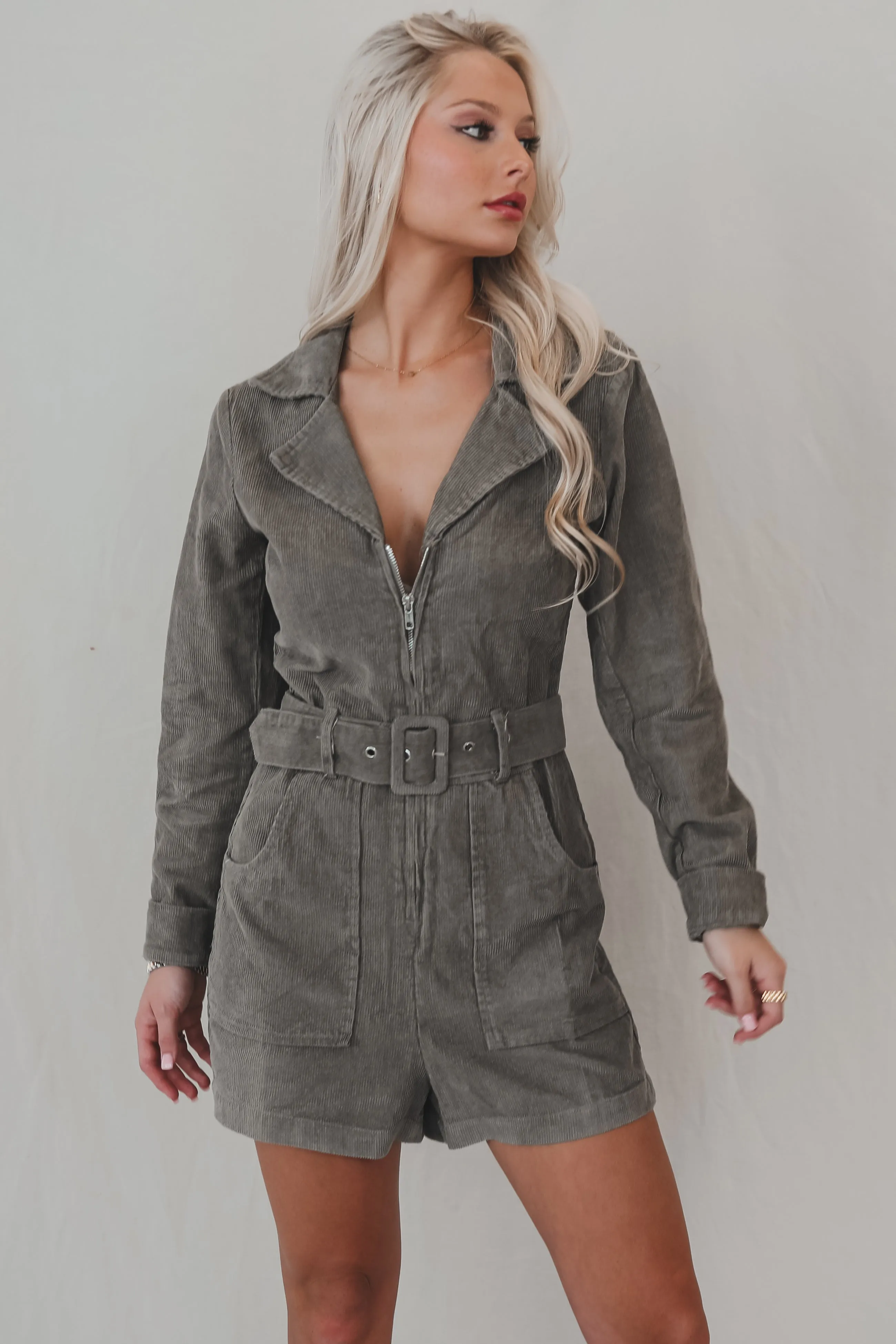 DEAL Calling From Colder Weather Corduroy Belted Rompers