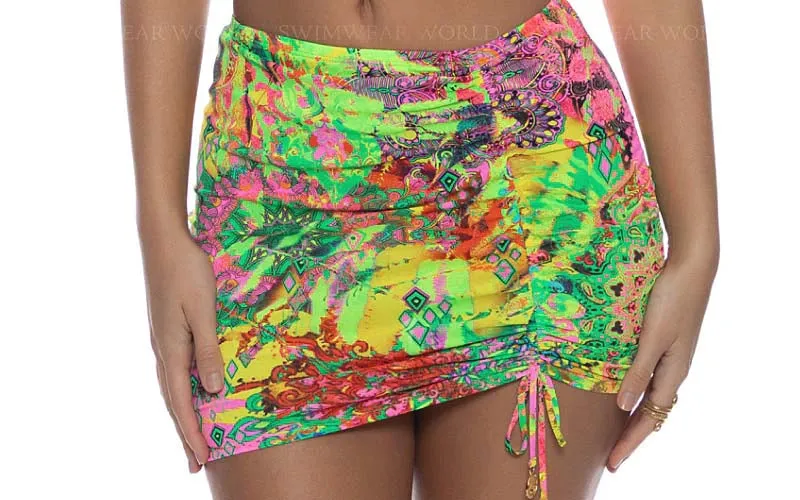 Drawstring Halter-Scrunch Up Mini Skirt