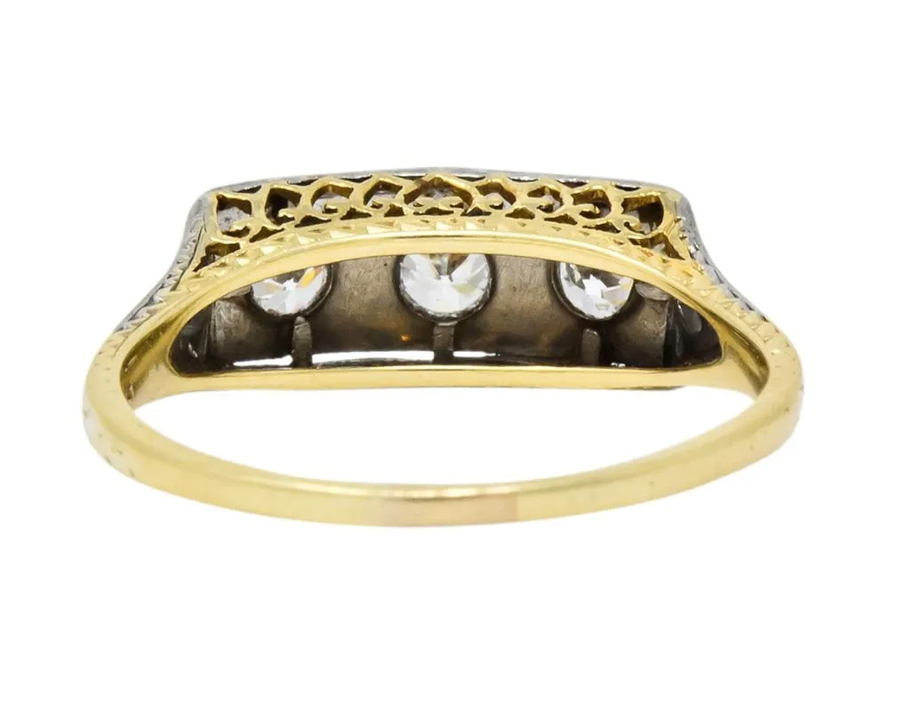 Edwardian 0.30 CTW Diamond Platinum-Topped 14 Karat Gold Ring