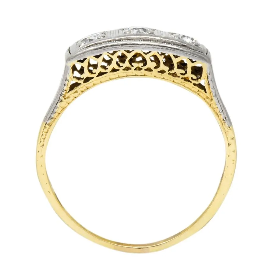 Edwardian 0.30 CTW Diamond Platinum-Topped 14 Karat Gold Ring