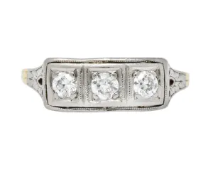 Edwardian 0.30 CTW Diamond Platinum-Topped 14 Karat Gold Ring