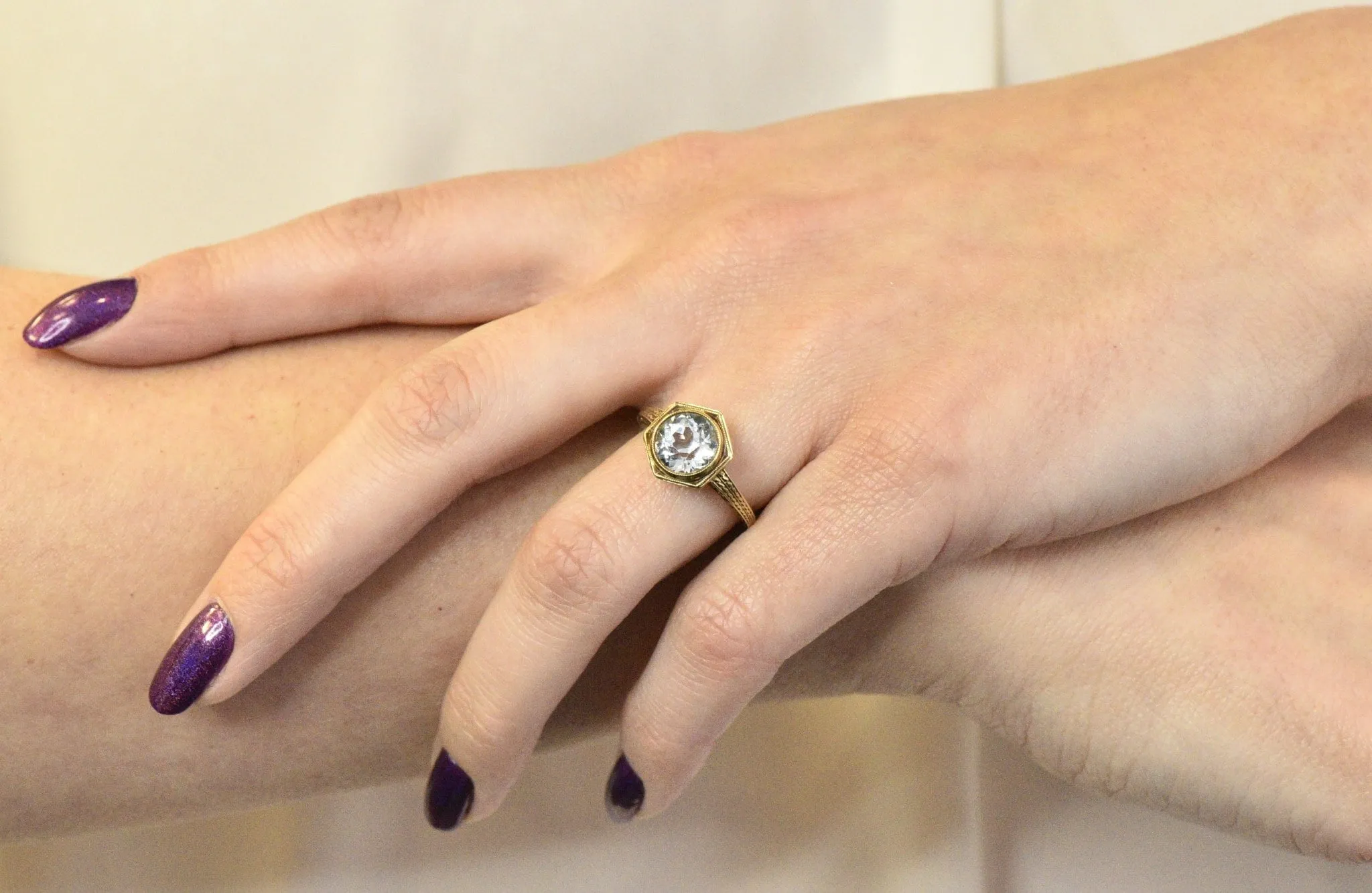 Edwardian 2.50 CTW Aquamarine 14 Karat Gold Ring