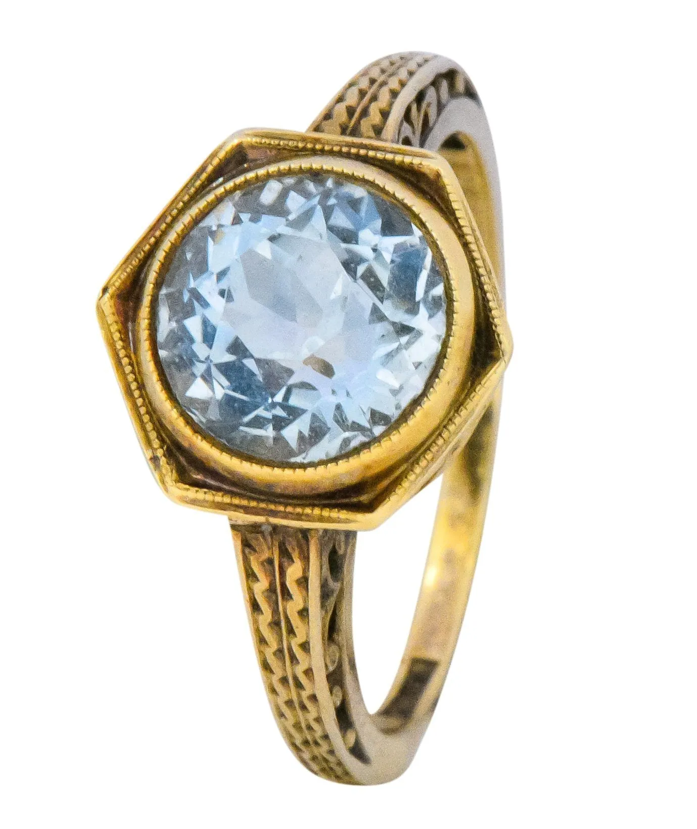 Edwardian 2.50 CTW Aquamarine 14 Karat Gold Ring